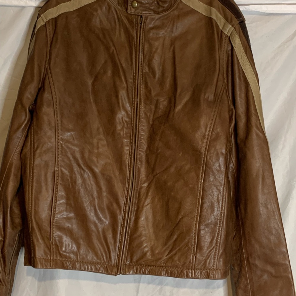 Danier Men’s Large Brown Leather Motorcycle Jacket